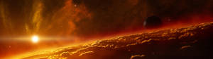 Widescreen Blazing Sun On Space Wallpaper