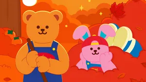 Wiggle Wiggle Autumn Friends Wallpaper