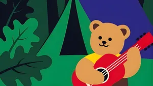 Wiggle Wiggle Bear Playing Guitar Wallpaper