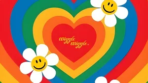 Wiggle Wiggle Colorful Heart Design Wallpaper