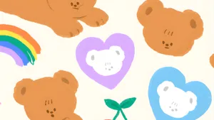 Wiggle Wiggle Cute Bear Pattern Wallpaper