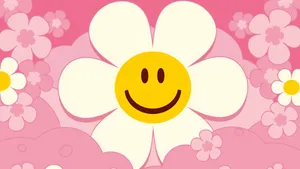 Wiggle Wiggle Happy Flower Wallpaper