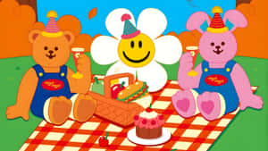 Wiggle Wiggle Picnic Party Wallpaper