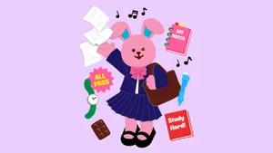 Wiggle Wiggle Study Bunny Wallpaper