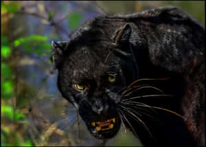 Wild And Majestic Black Leopard In Its Natural Habitat Wallpaper