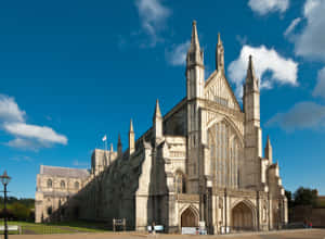 Winchester Cathedral Exterior Sunny Day Wallpaper