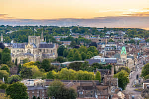 Winchester Cathedral Sunset View Wallpaper