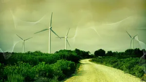 Wind Turbines And Solar Panels In A Field Wallpaper