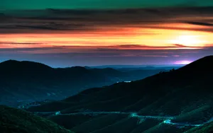 Winding Road Mountains Sunset Hills Wallpaper