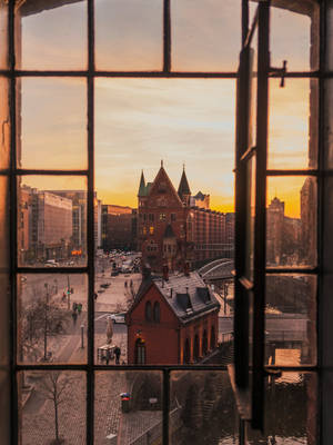 Window View Of Hamburg Germany Wallpaper