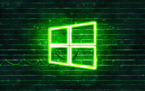 Windows 10 Logo Neon Green Wall Wallpaper