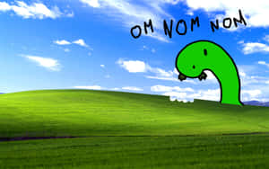 Windows X P Bliss With Dinosaur Doodle Wallpaper