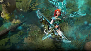 Windranger In Action - Dota 2 Hero Unleashing Her Powers Wallpaper