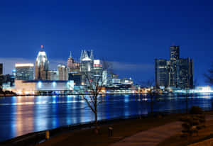 Windsor Riverfront Night Skyline Wallpaper