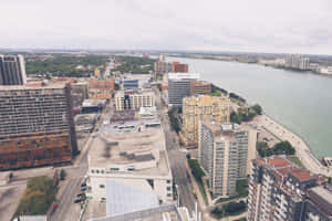 Windsor Skylineand Detroit River Wallpaper