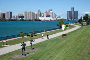 Windsor Waterfront Parkand Detroit Skyline Wallpaper