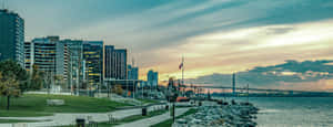 Windsor Waterfront Sunset Skyline Wallpaper