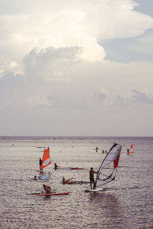 Windsurfing Low Tide Wallpaper