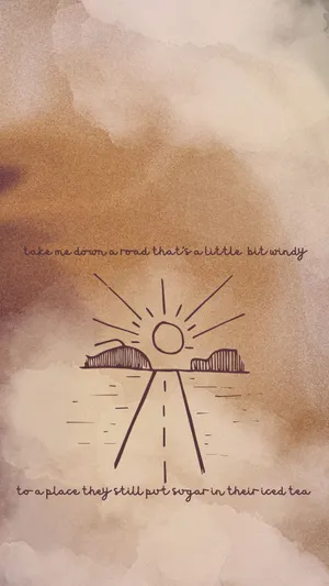 Windy Road Sunrise Quote Artwork Wallpaper