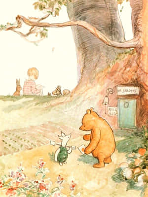 Winnie The Pooh Classic Garden Wallpaper