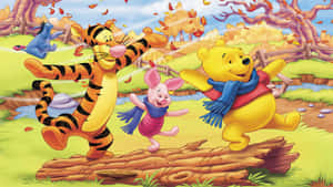 Winnie The Pooh Sitting Among The Flowers Wallpaper