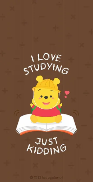 Winnie The Pooh Studying Wallpaper