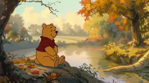 Winniethe Pooh Contemplative Autumn Wallpaper