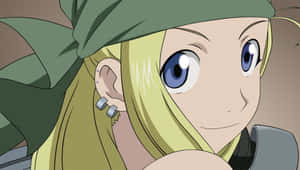 Winry Rockbell Striking A Confident Pose In Stunning High-resolution Wallpaper Wallpaper