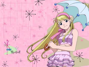 Winry Rockbell Striking A Pose With Her Wrench In Hand Wallpaper