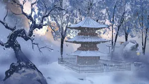 Winter Anime Landscape Wallpaper