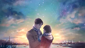 Winter Anime Romance Wallpaper