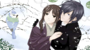 Winter Anime Romance Scene Wallpaper