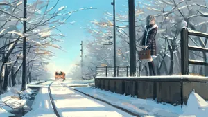 Winter Anime Scene Wallpaper