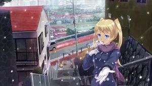 Winter Anime Scene With Girl Wallpaper
