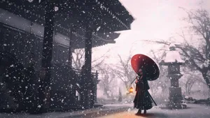 Winter Anime Scene With Snow Wallpaper