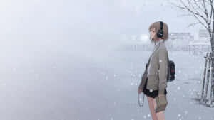 Winter Anime Scene With Snow Wallpaper