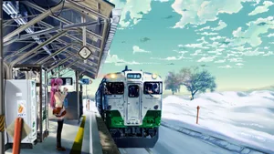 Winter Anime Train Station Wallpaper