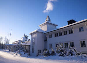 Winter Day Lillehammer Building Wallpaper