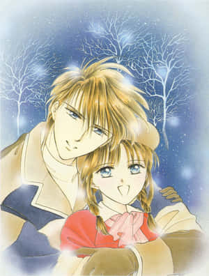 Winter_ Embrace_ Anime_ Couple Wallpaper