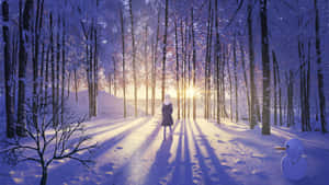 Winter Forest Anime Scene Wallpaper