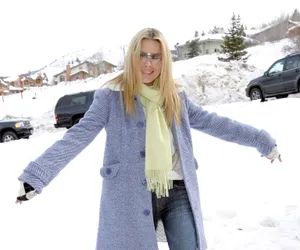 Winter Fun Woman Snowy Background Wallpaper