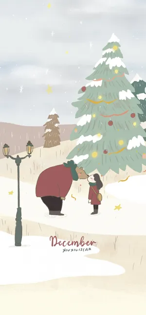 Winter Holiday Embrace Wallpaper