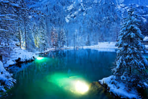 Winter Lake Illumination Wallpaper