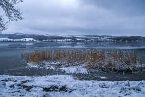 Winter Lake View Jonkoping Sweden Wallpaper