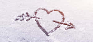 Winter Love Arrow Heart Snow Wallpaper