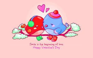 Winter Love Birds Cartoon Wallpaper