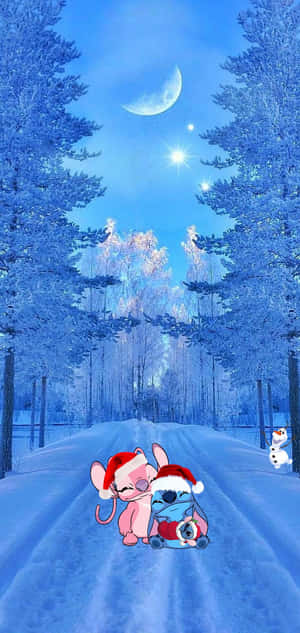Winter Moonlight Stitchand Angel Wallpaper