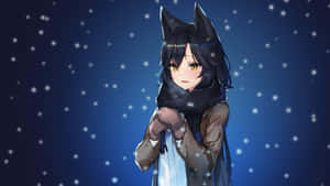 Winter_ Night_ Anime_ Wolf_ Girl.jpg Wallpaper