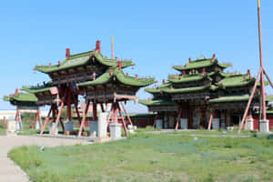 Winter Palace Of The Bogd Khan Museum On Clear Day Wallpaper