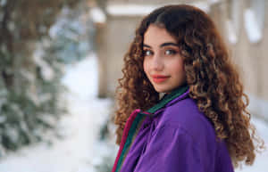 Winter Portraitin Purple Jacket Wallpaper